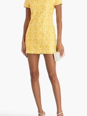 Simkhai Clove Beaded Short Sleeve Mini Dress Buttercream Yellow